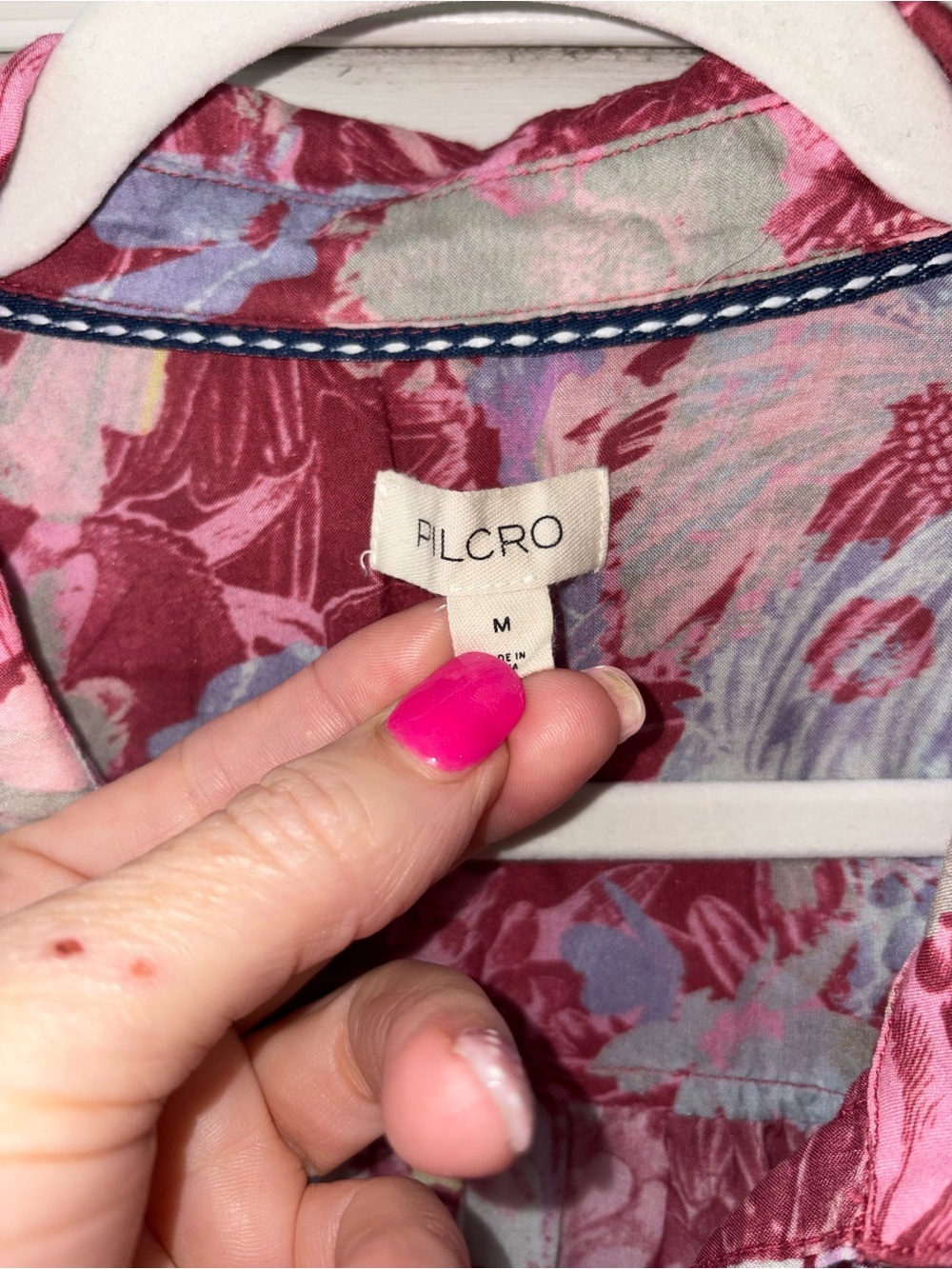 Anthropologie Pilcro Floral Button Down Blouse Oversized Pink Modal Top M - Picture 3 of 7